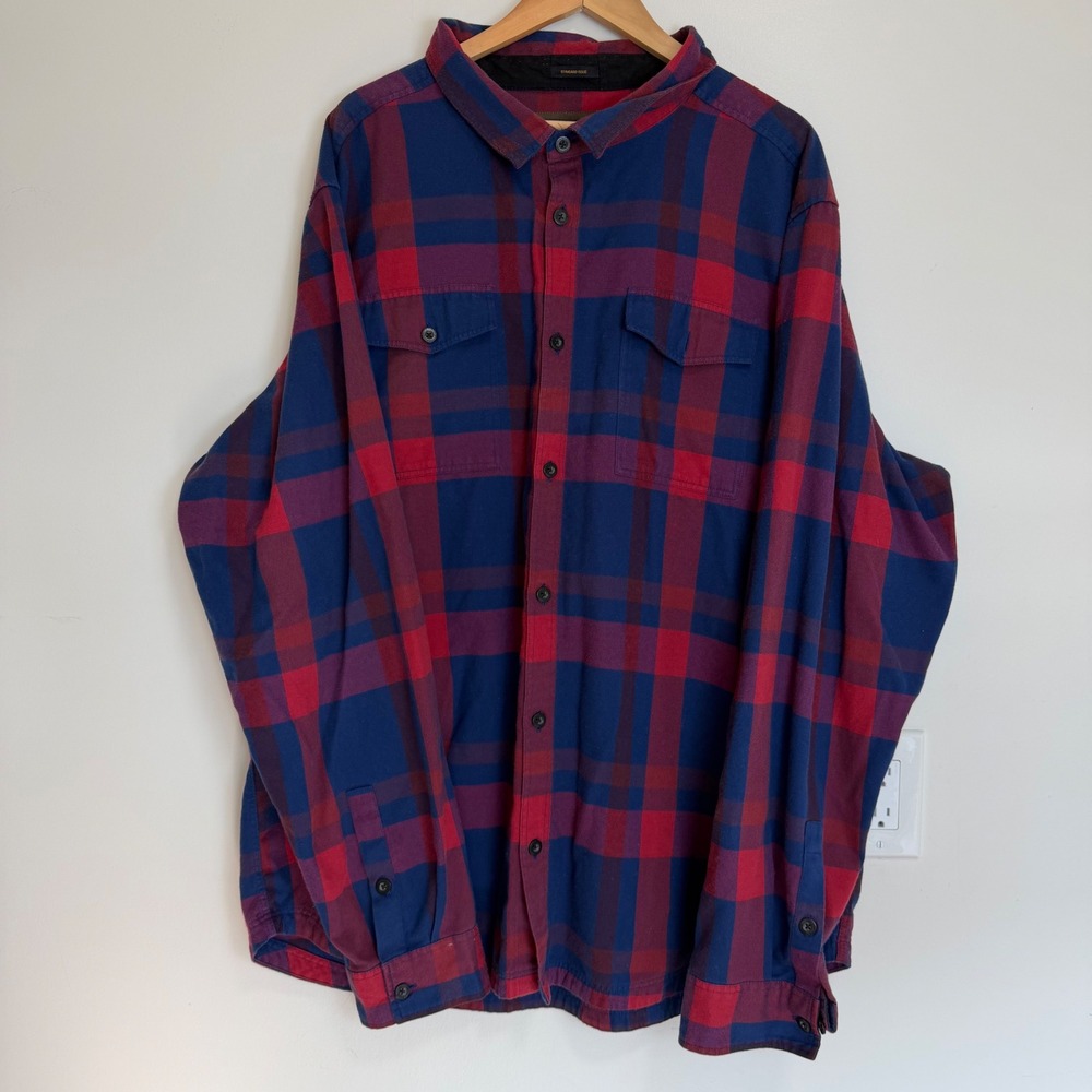 Smith + Rogue Plaid Flannel Button Down Blue Red Mens 3XL Workwear